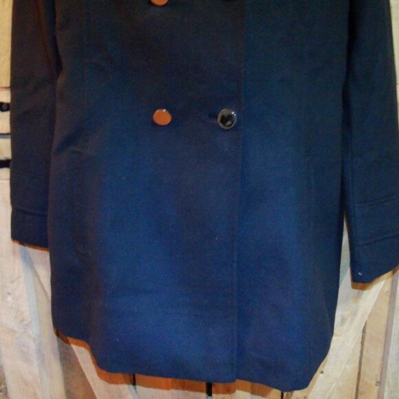 Tahari Black Gray Plaid Pea Coat Wool Blended, Size M - Picture 2 of 7